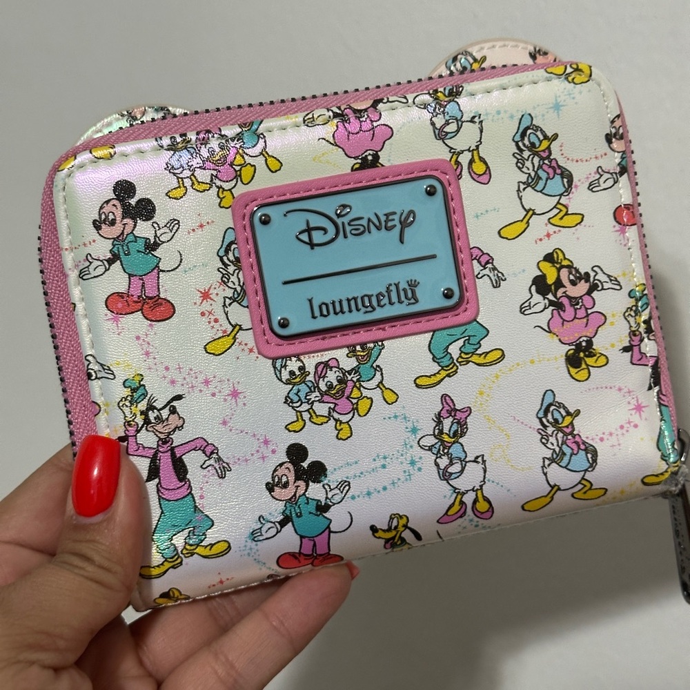 Loungefly Disney 100 Mickey and Friends Classic AOP Iridescent Zip Around Wallet - Picture 13 of 13